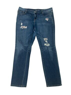 Maurice's Women’s DenimFlex Skinny Red Patch Distressed Jeans Size 18R x 30”L